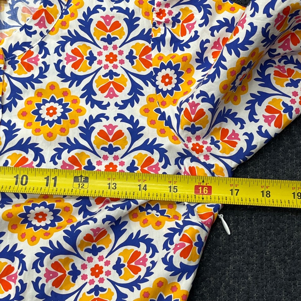 Boden Alba Blue Orange Floral Cotton Tiered Maxi Dress Belted Sz 2P Mosaic Bloom - Picture 7 of 9